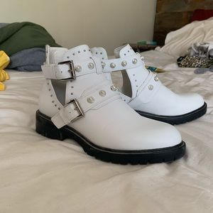 Studded half booties w pearl detail